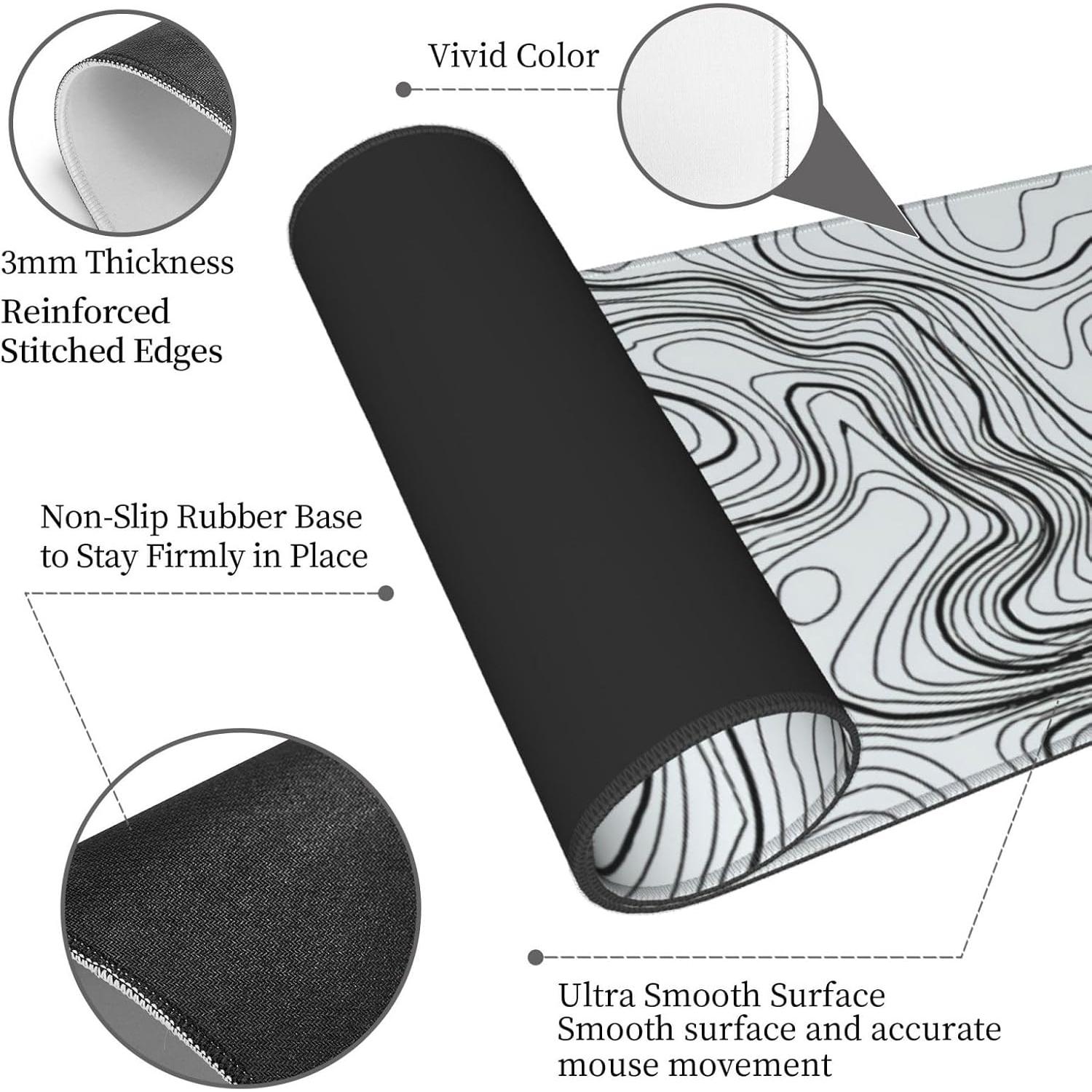 Alfombrilla de Ratón Grande GONGTAOMO Mapa Topográfico 80x30 cm