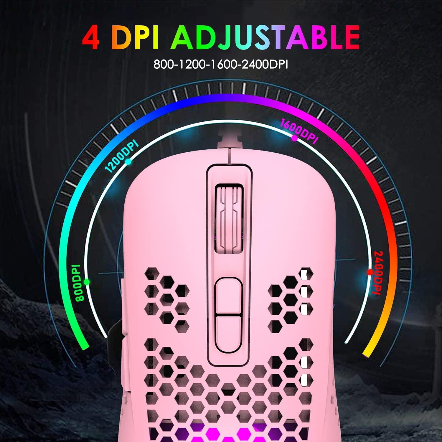 Ratón para Juegos con Cable LexonElec Rosa 2400 DPI RGB