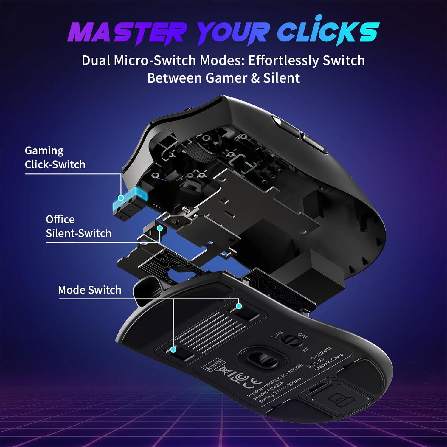 Mouse Inalámbrico para Juegos RisoPhy PC431A 62g DPI 12000