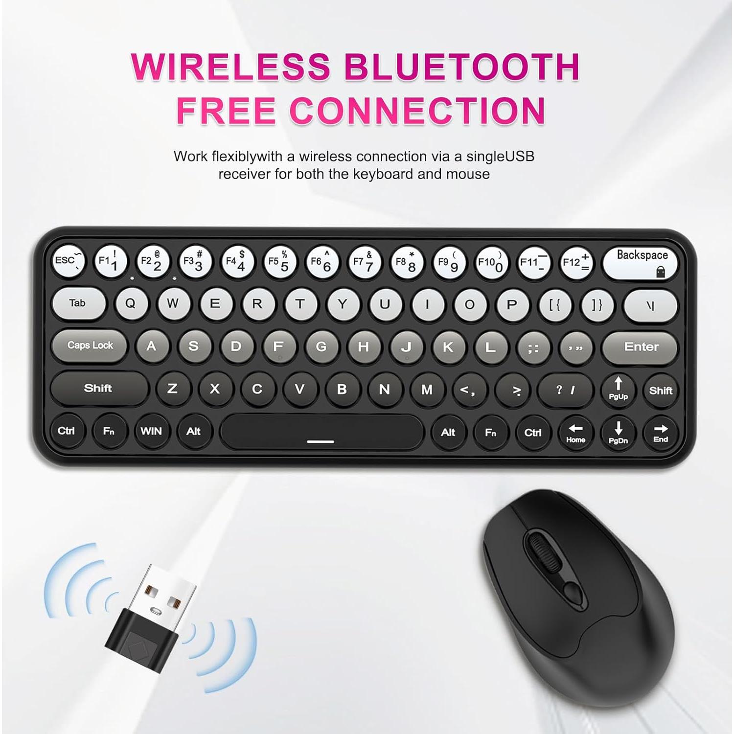 Combo Teclado y Ratón Inalámbricos Genérico 2.4GHz 65 Teclas