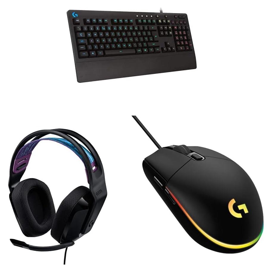 Logitech G 213 Prodigy Gaming Keyboard + G203 Wired Gaming Mouse + G335 Wired Gaming Headset Bundle - Black