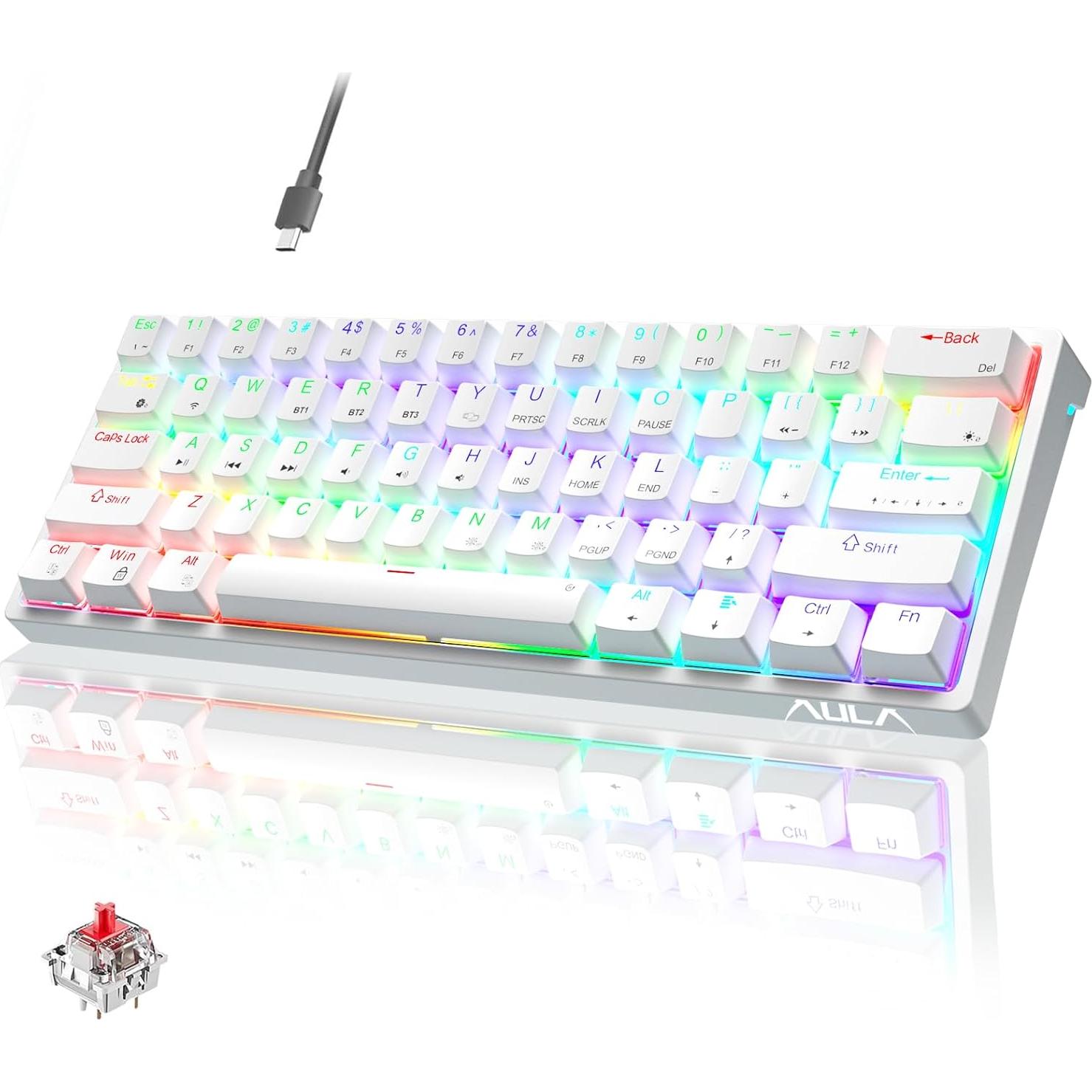 AULA SC580 Ratón Inalámbrico 10,000DPI + Teclado Mecánico RGB 60%