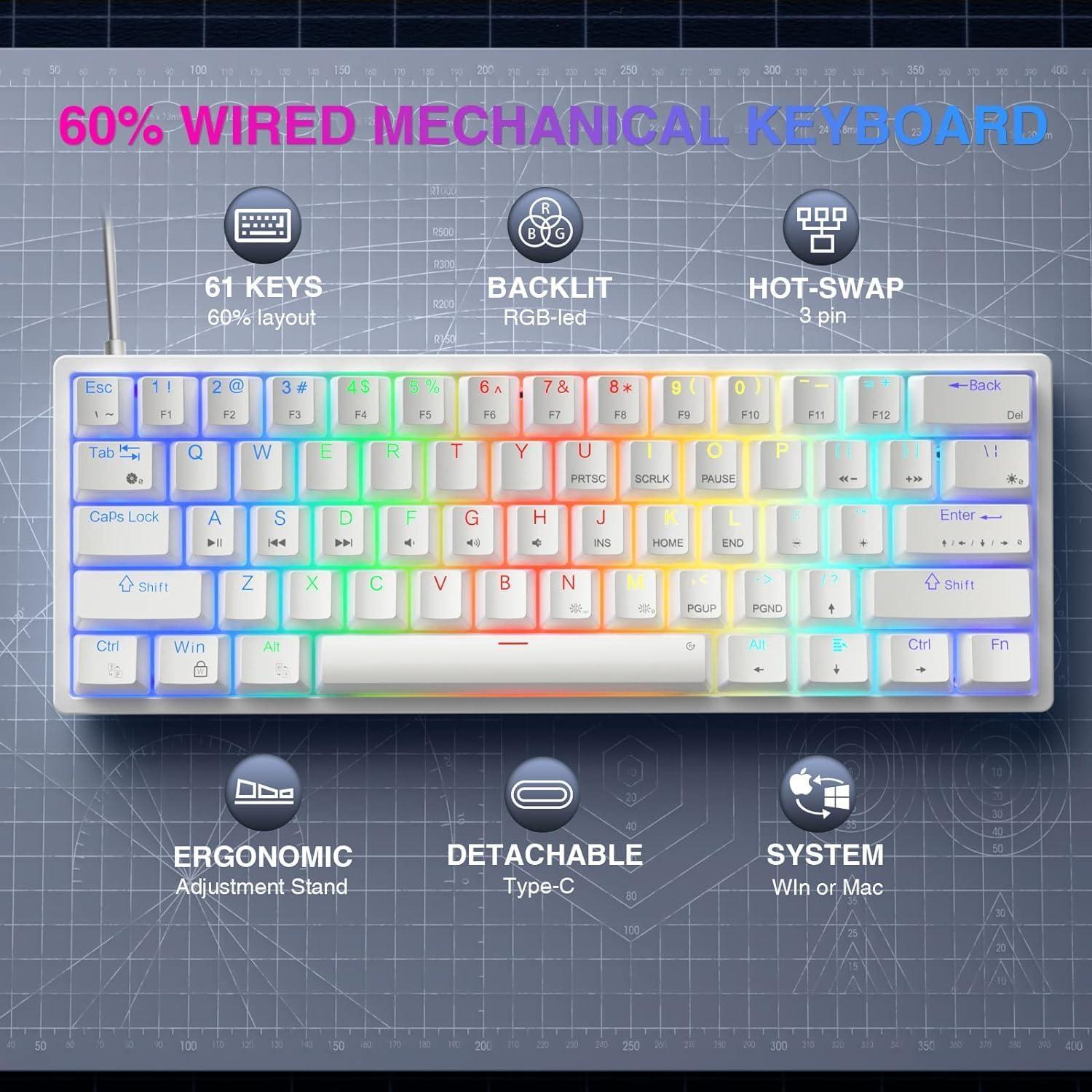 AULA SC580 Ratón Inalámbrico 10,000DPI + Teclado Mecánico RGB 60%