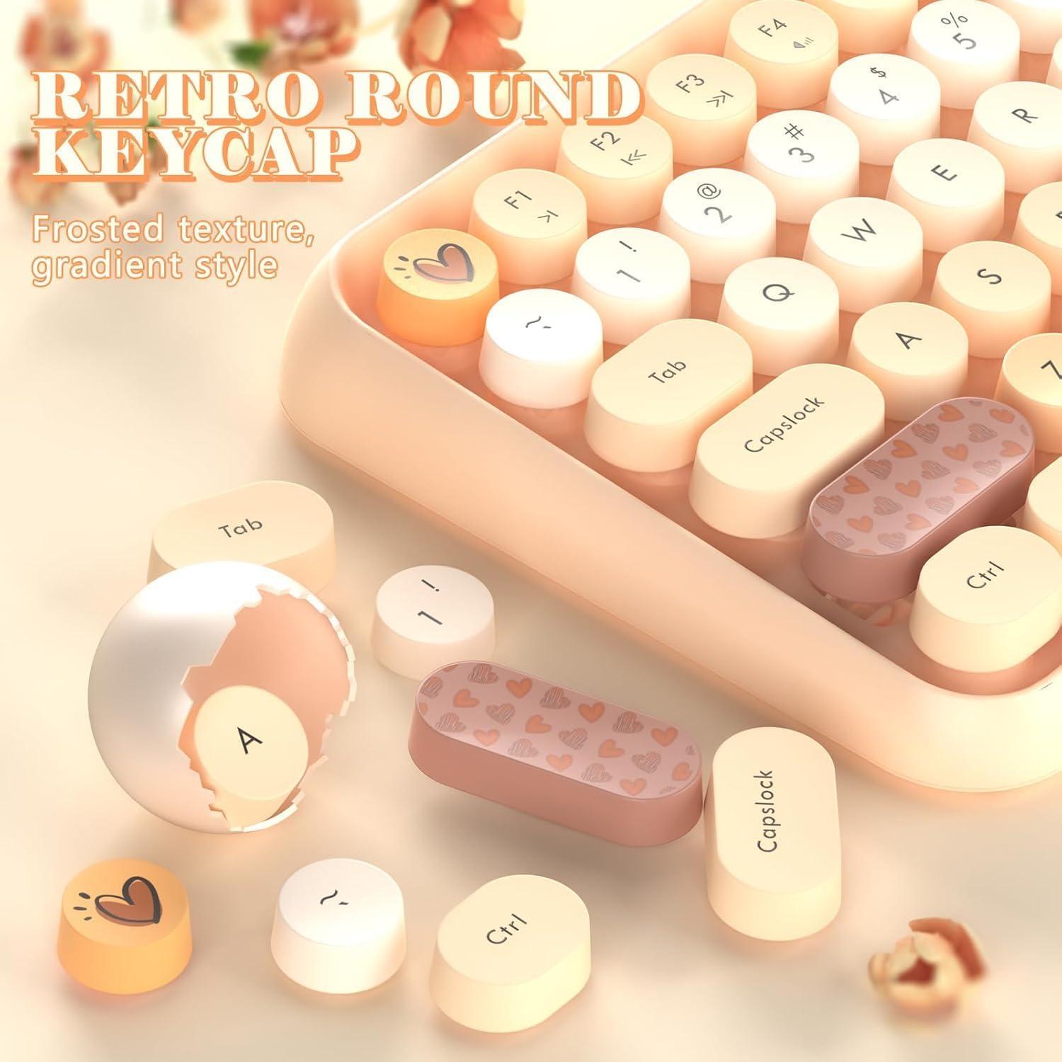 Teclado Inalámbrico Bluetooth FELICON Retro 84 Teclas Naranja