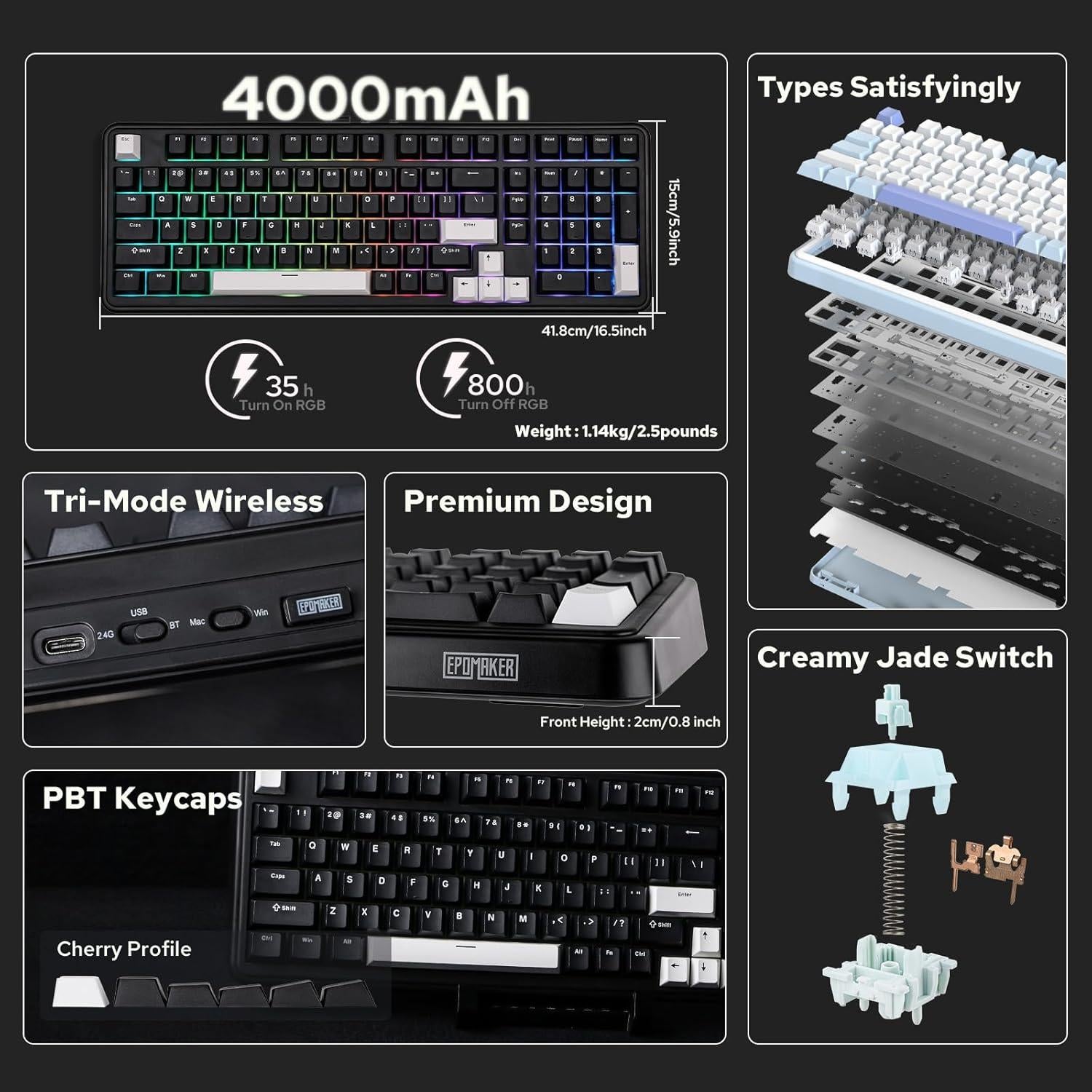 Teclado Mecánico Inalámbrico Epomaker TH99 + Ratón Gaming