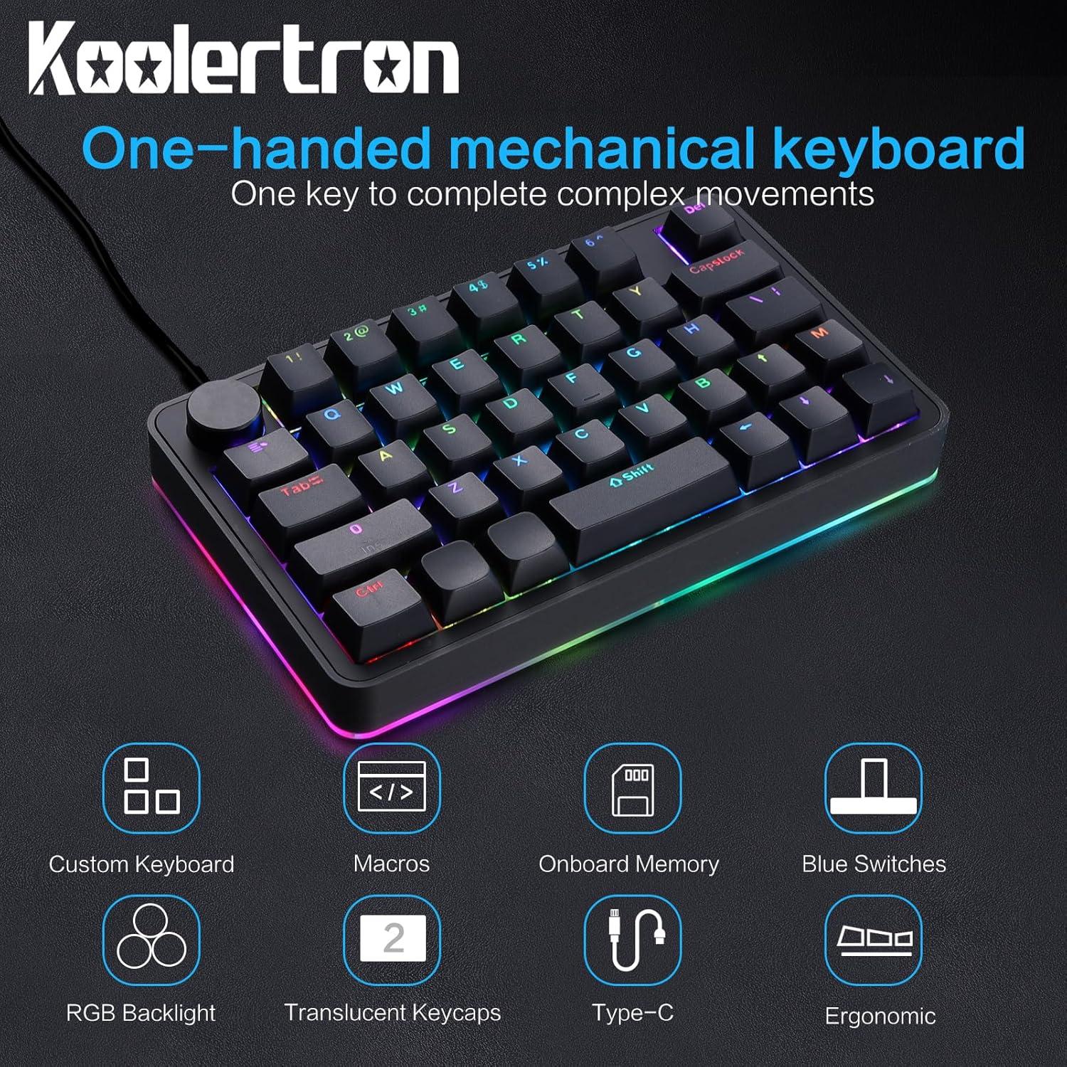 Teclado Mecánico Koolertron Retroiluminado RGB 39 Teclas