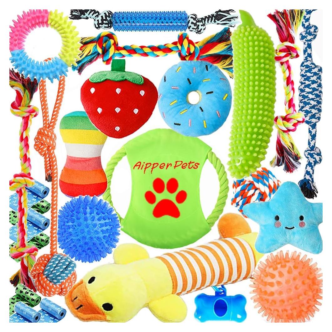 Paquete de 25 Juguetes para Perros Aipper - Diversión y Salud