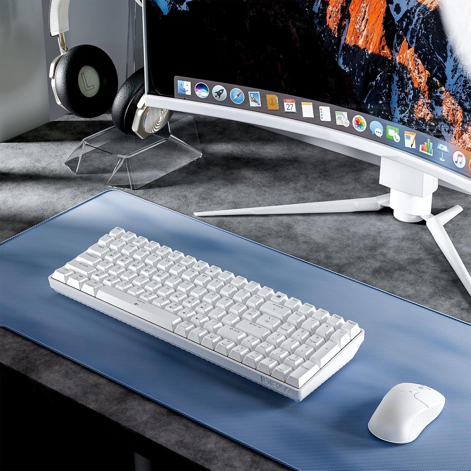 DIERYA DK98SE Gaming Keyboard,98 Keys Mechanica Keyboard with Linear Red Switches,USB-C Cable for PC Windows Gamers and Typists,White