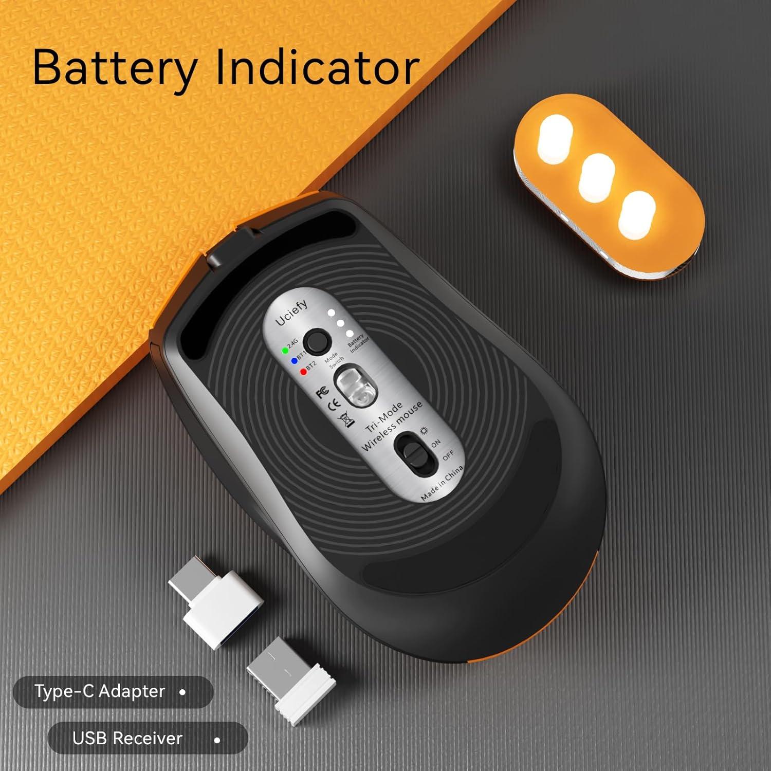 Ratón Inalámbrico Uciefy Bluetooth 5.0/5.1 Recargable USB-C Naranja