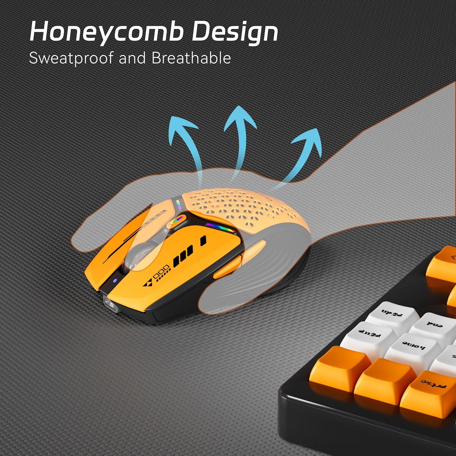 Ratón Inalámbrico Uciefy Bluetooth 5.0/5.1 Recargable USB-C Naranja