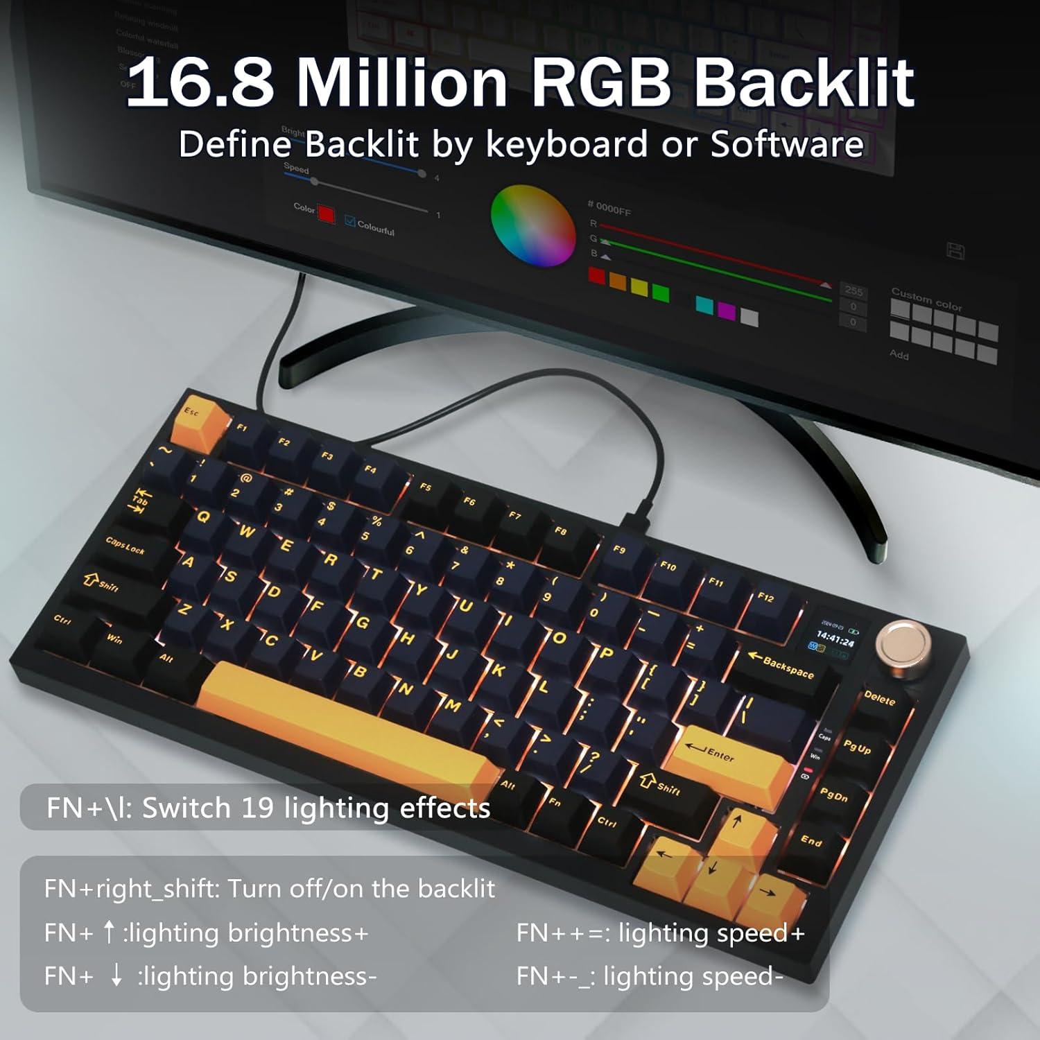Teclado Mecánico Gaming Inalámbrico HUO JI CQ082 RGB 81 Teclas