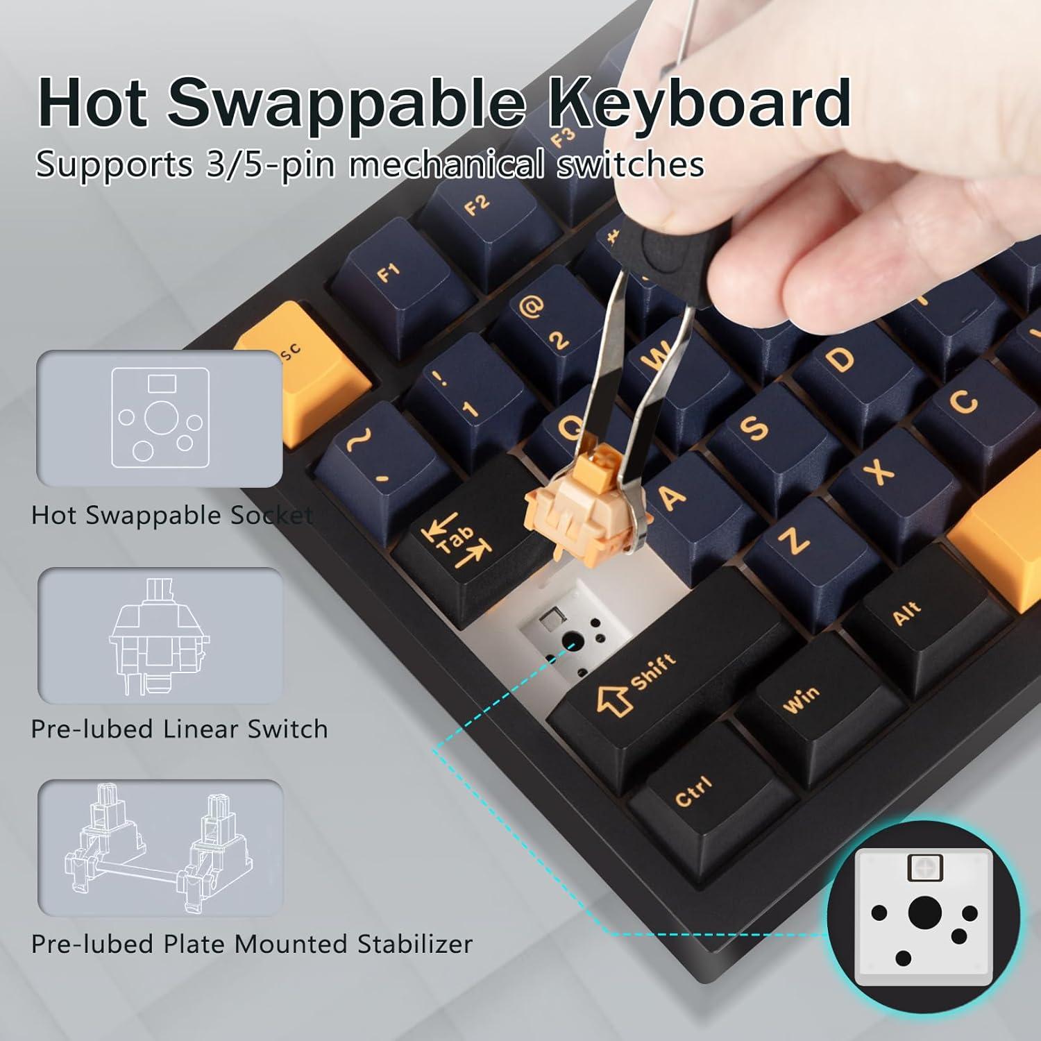 Teclado Mecánico Gaming Inalámbrico HUO JI CQ082 RGB 81 Teclas