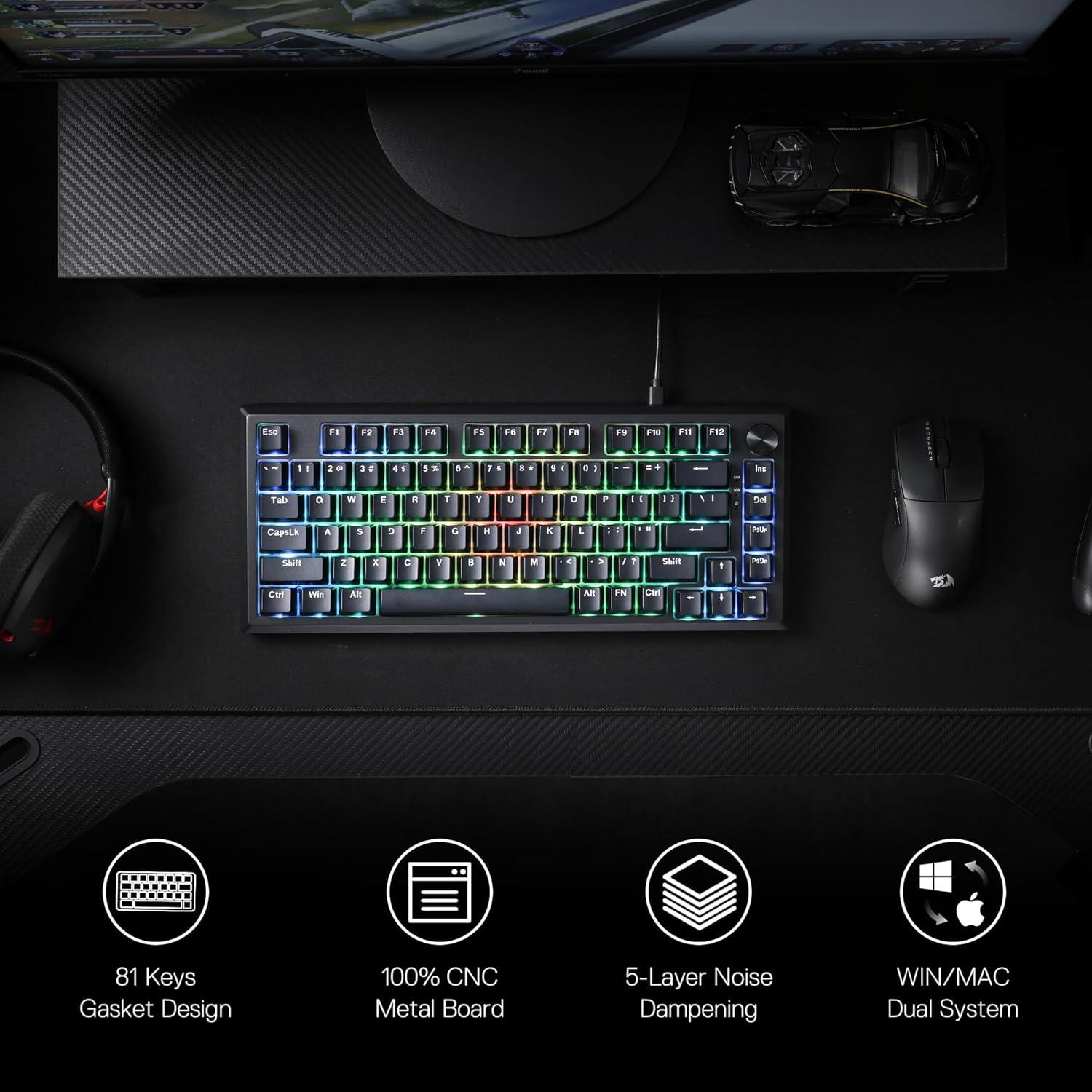 Teclado Mecánico Redragon K687 81 Teclas RGB con Cable