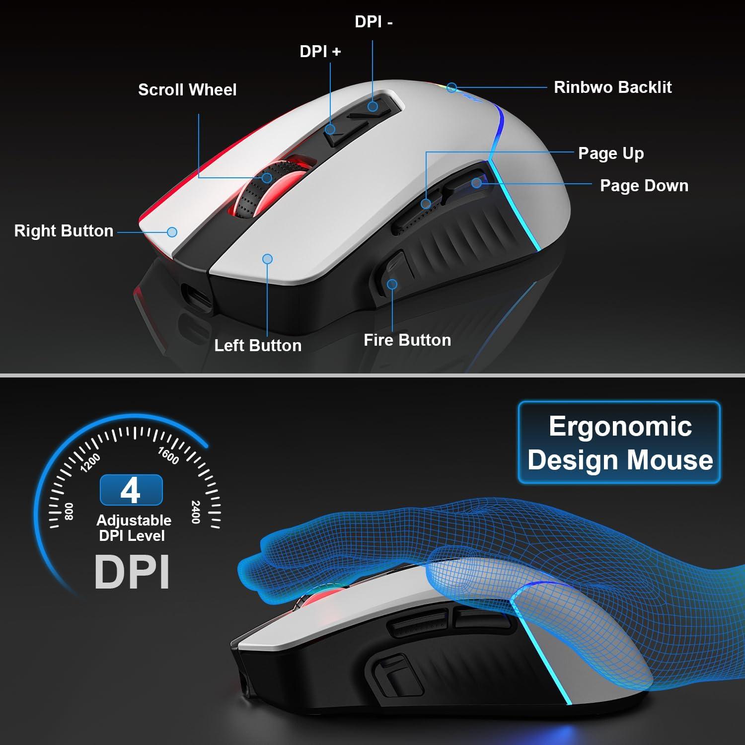 Combo Teclado y Ratón Inalámbrico BlueFinger RGB 87 Teclas