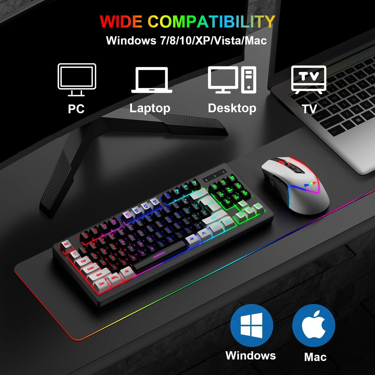 Combo Teclado y Ratón Inalámbrico BlueFinger RGB 87 Teclas