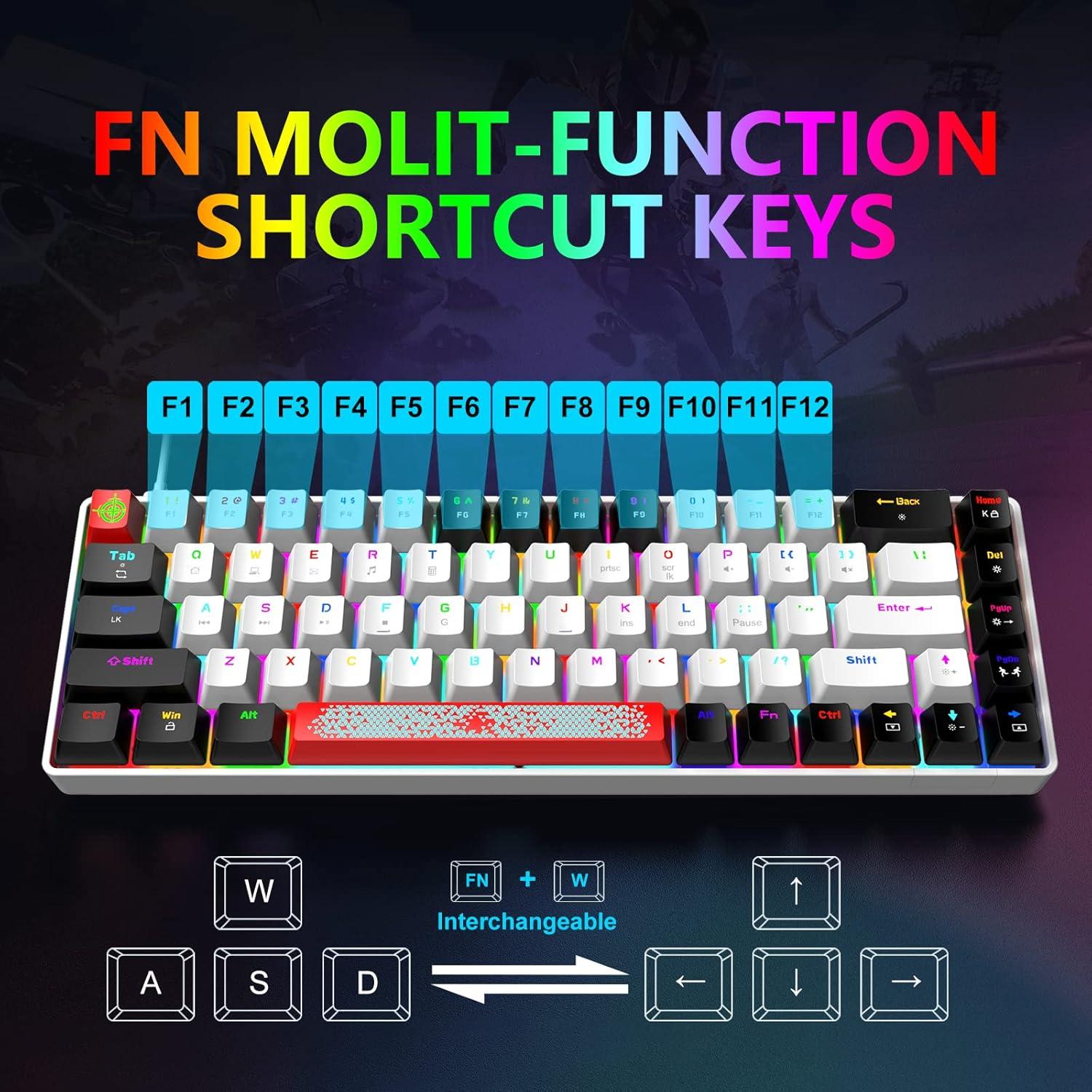 Teclado Mecánico Compacto FELiCON 60% RGB 68 Teclas Tipo-C