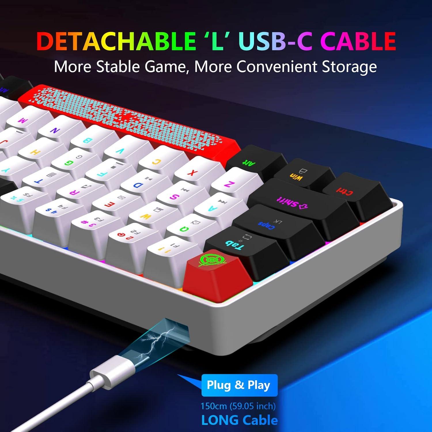 Teclado Mecánico Compacto FELiCON 60% RGB 68 Teclas Tipo-C