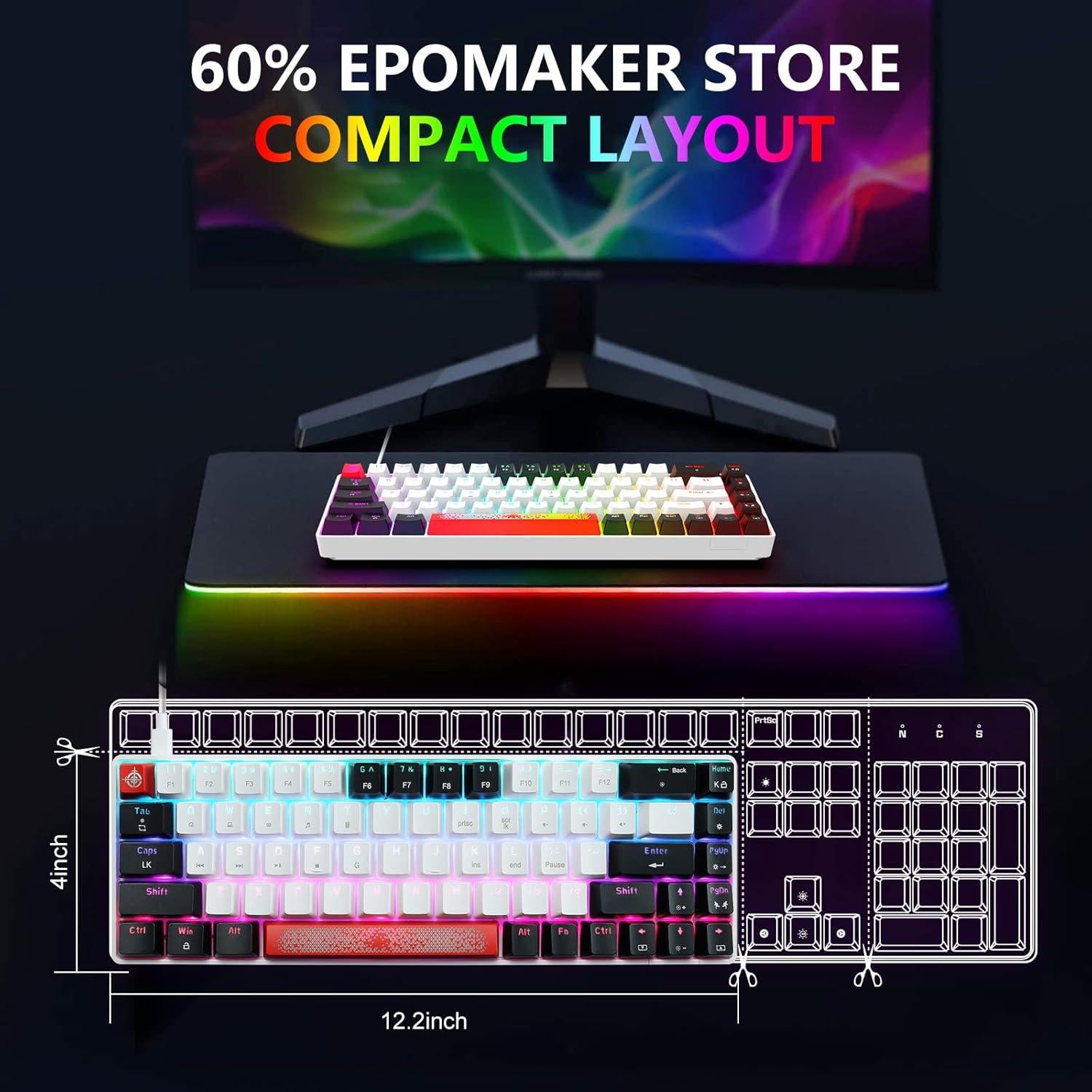 Teclado Mecánico Compacto FELiCON 60% RGB 68 Teclas Tipo-C