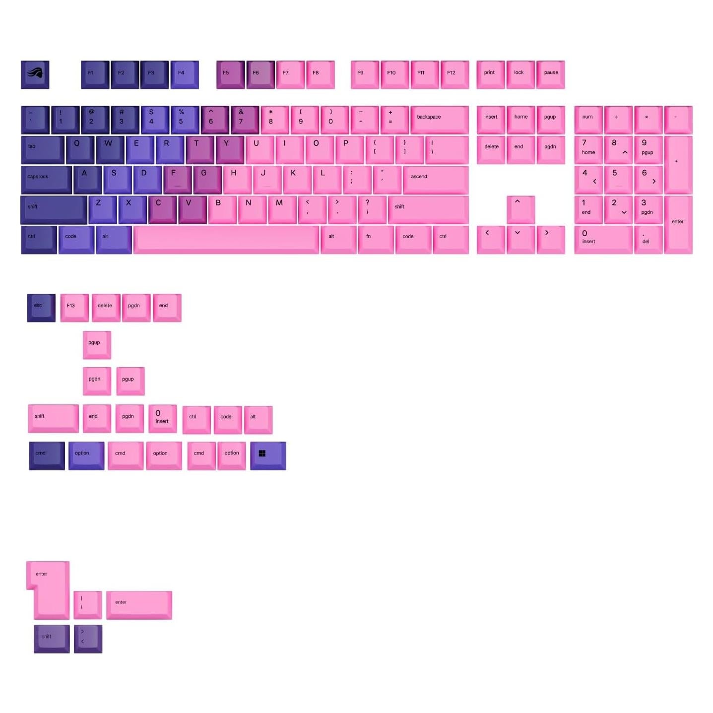 Teclas GPBT Gradiente Glorious para Teclados Mecánicos - Nebula