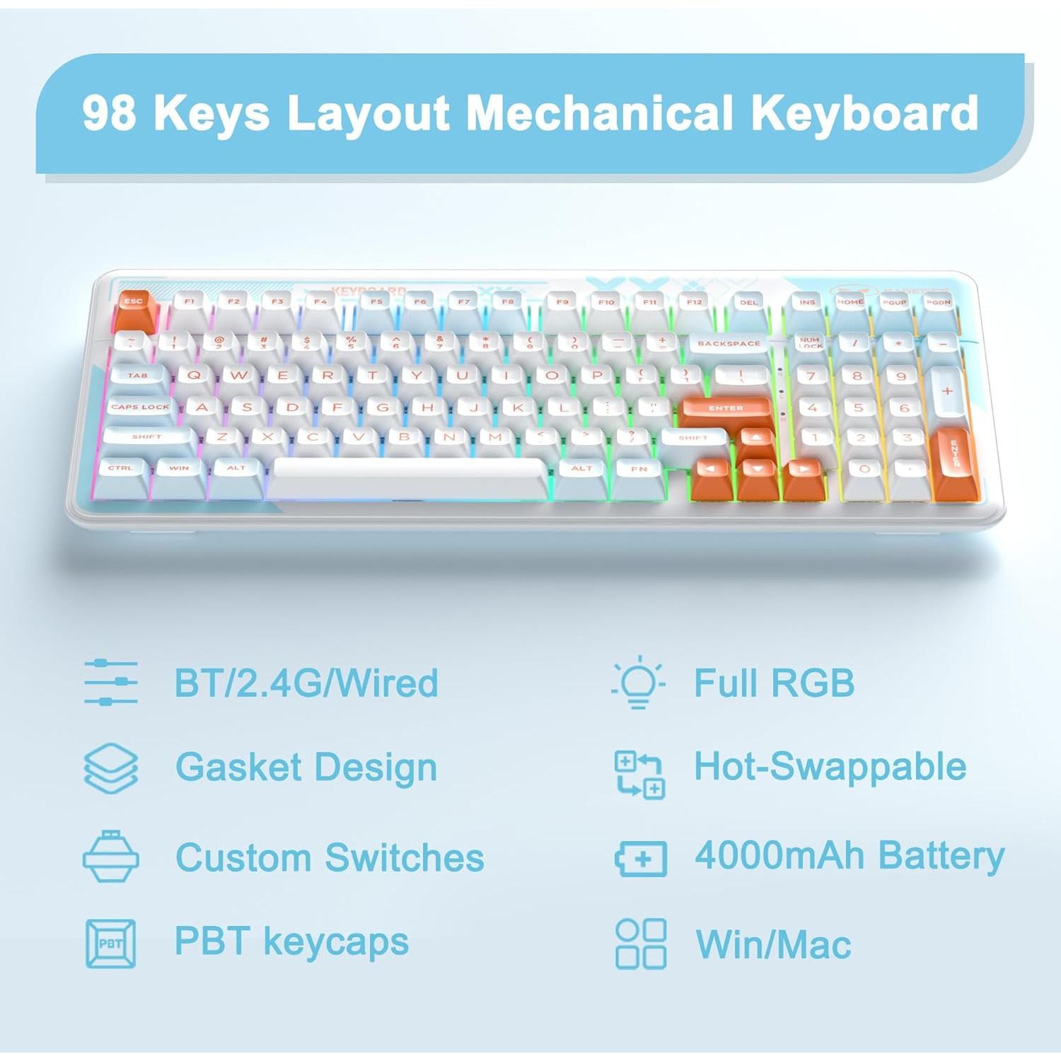 Teclado Mecánico MageGee Cloud98 RGB Inalámbrico 2.4GHz