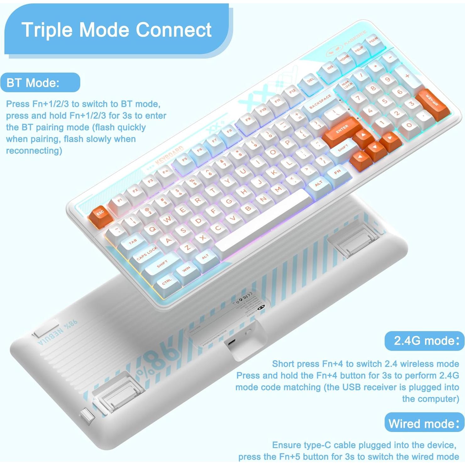 Teclado Mecánico MageGee Cloud98 RGB Inalámbrico 2.4GHz