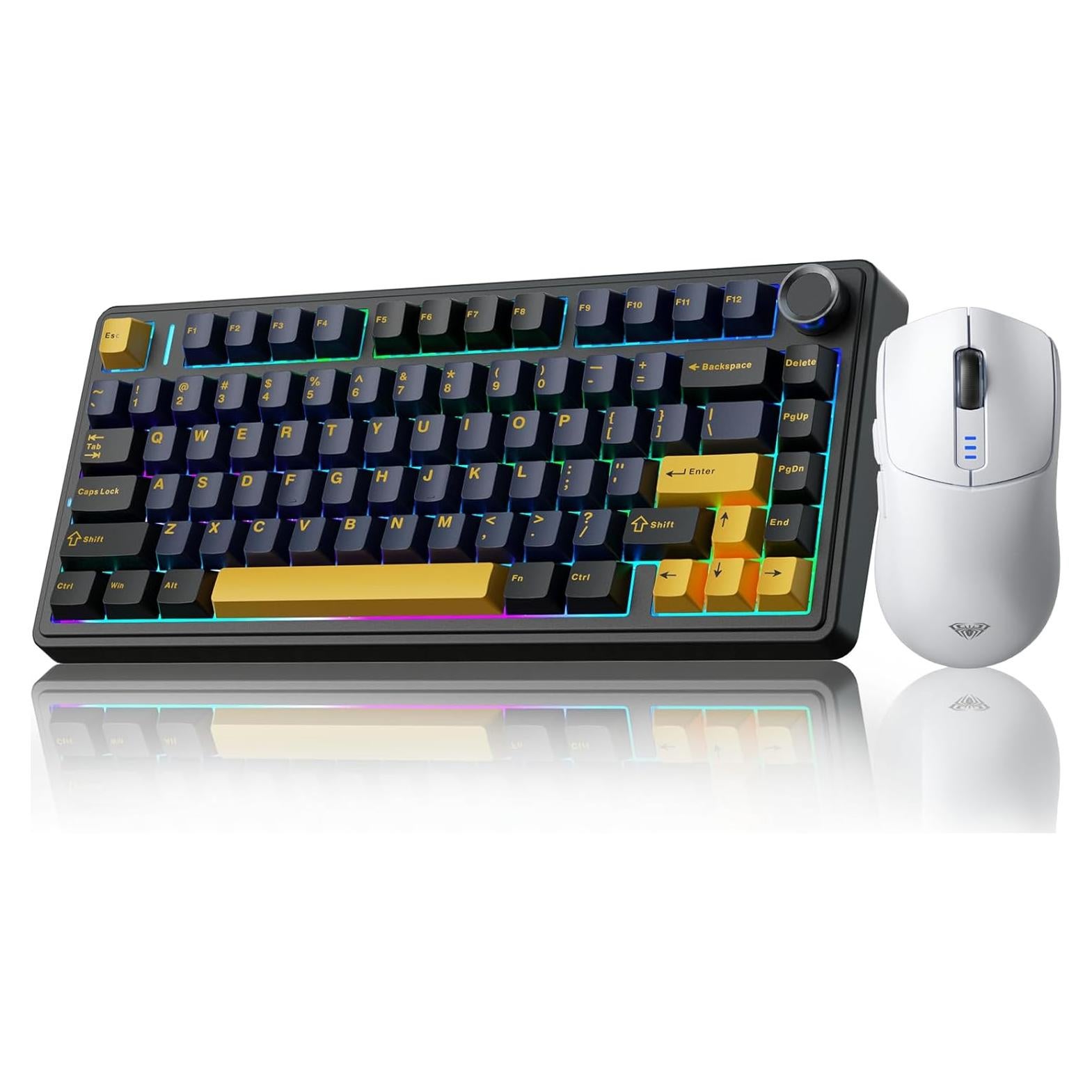 Combo Teclado Mecánico Inalámbrico AULA F75 y Ratón SC580 Blanco