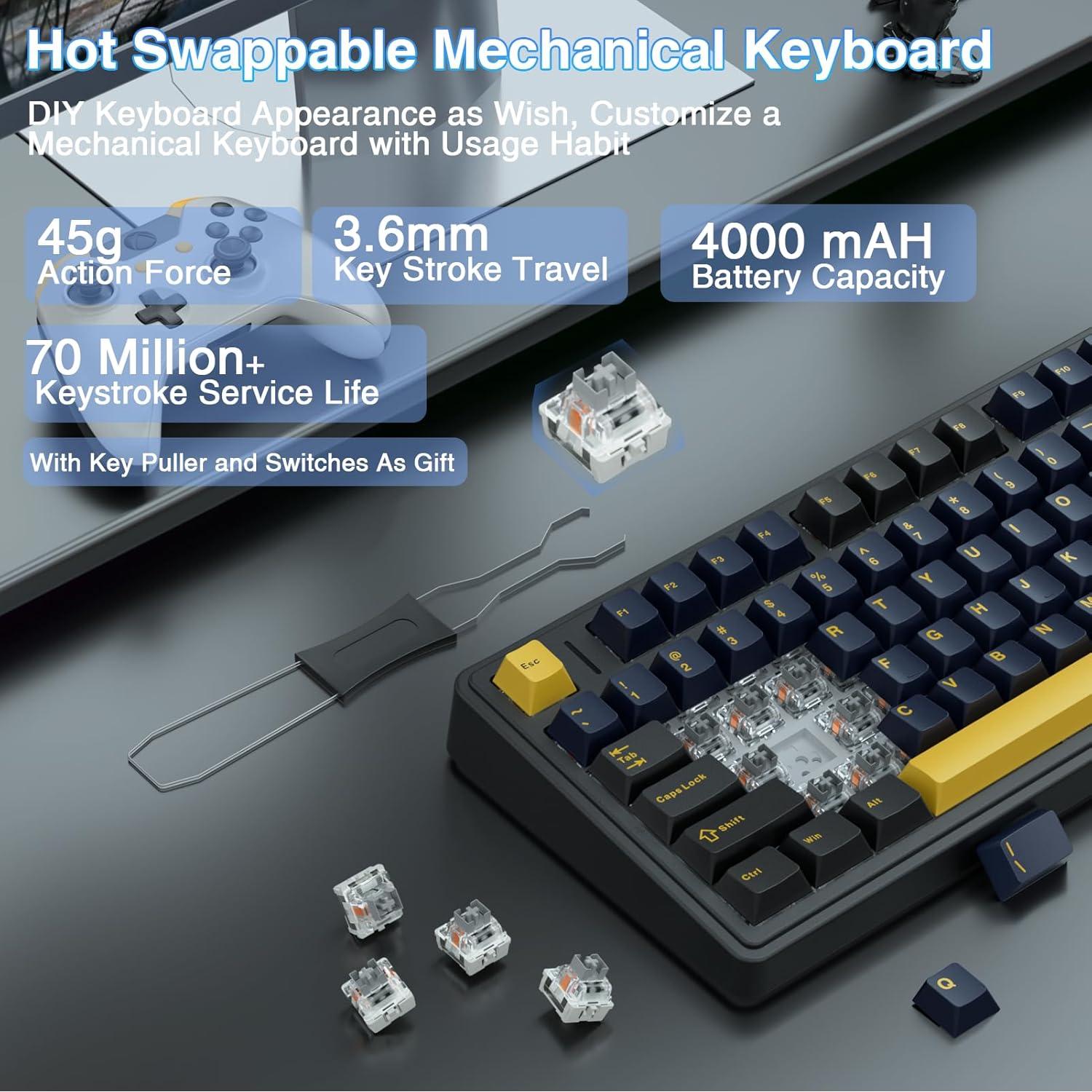 Combo Teclado Mecánico Inalámbrico AULA F75 y Ratón SC580 Blanco