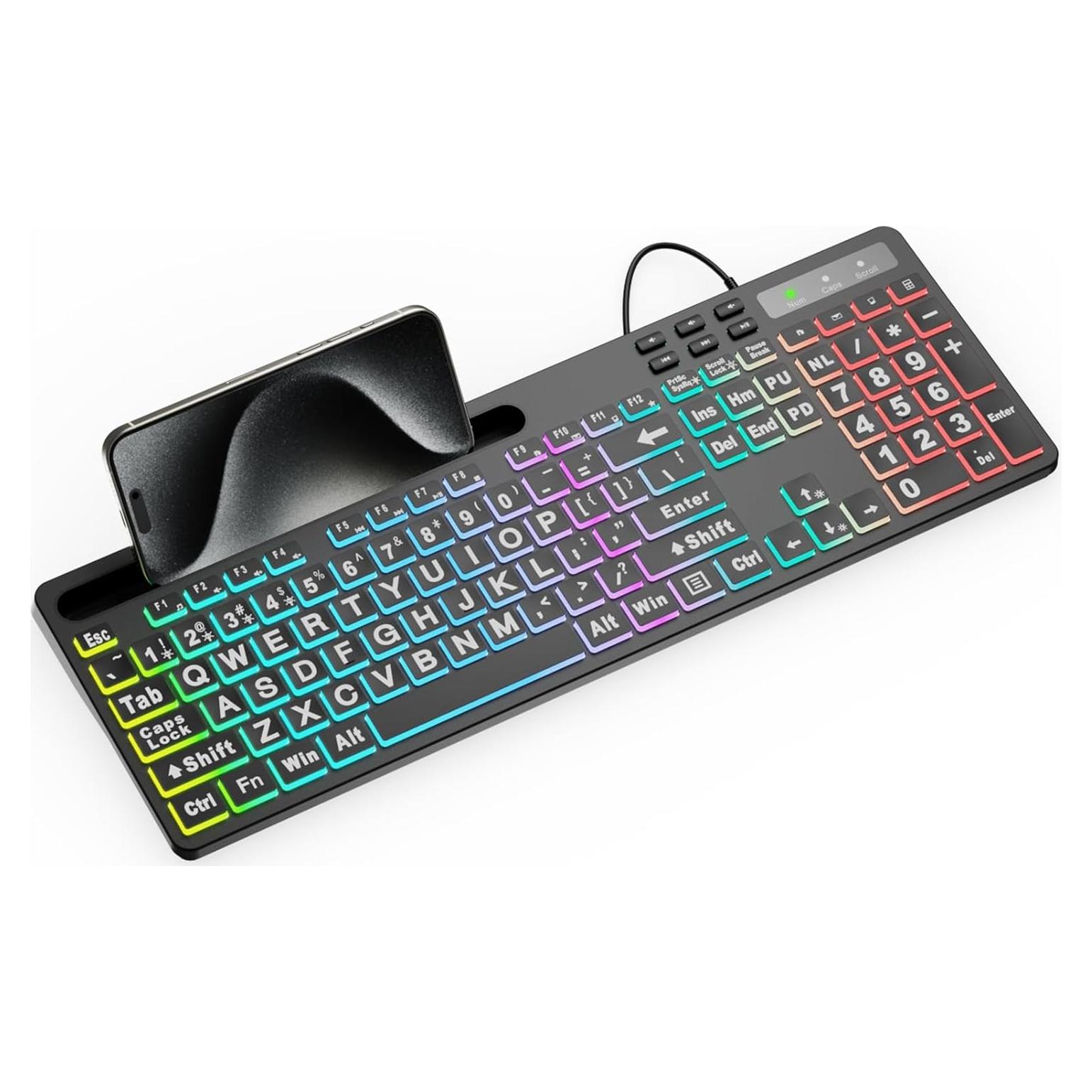 Teclado Retroiluminado MARVO WK712 con Soporte y 7 Colores