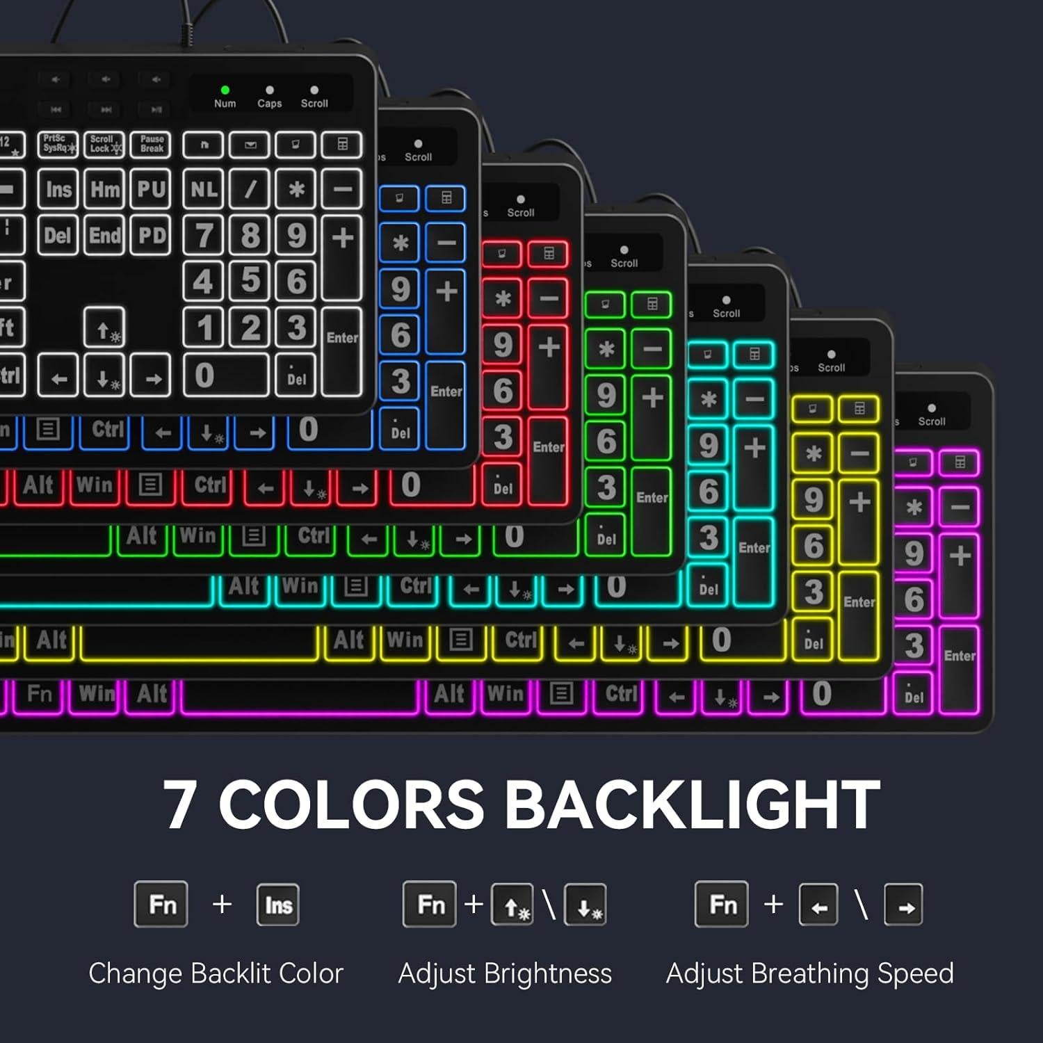Teclado Retroiluminado MARVO WK712 con Soporte y 7 Colores