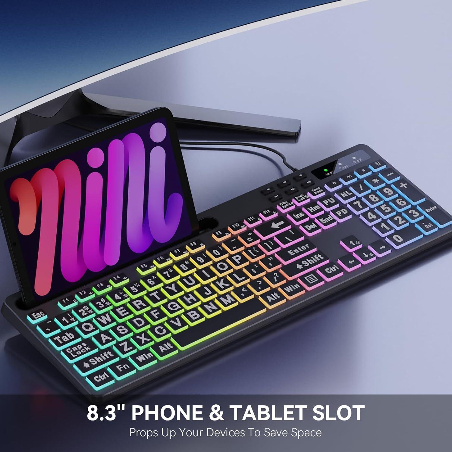 Teclado Retroiluminado MARVO WK712 con Soporte y 7 Colores