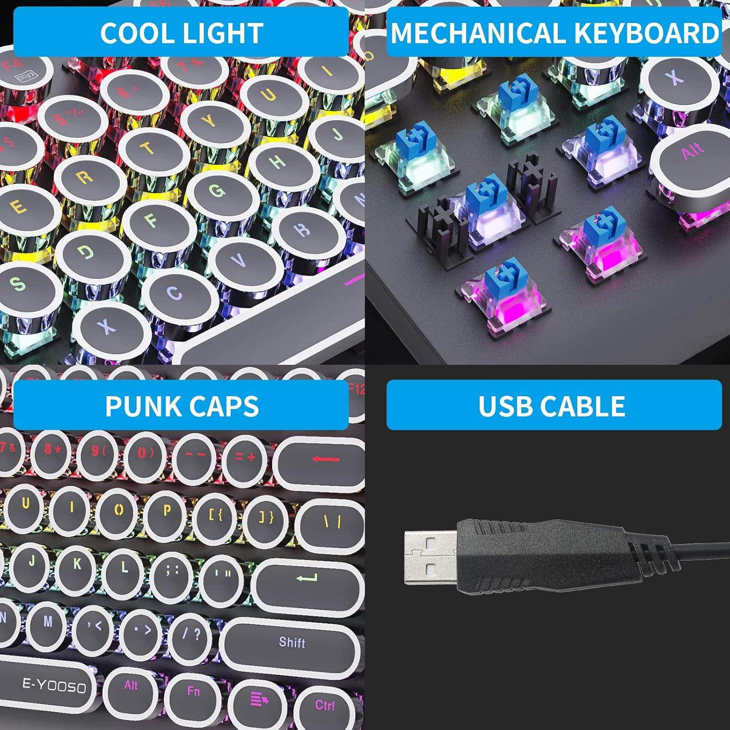 Teclado Mecánico E-YOOSO K-600R USB Retroiluminado 104 Teclas