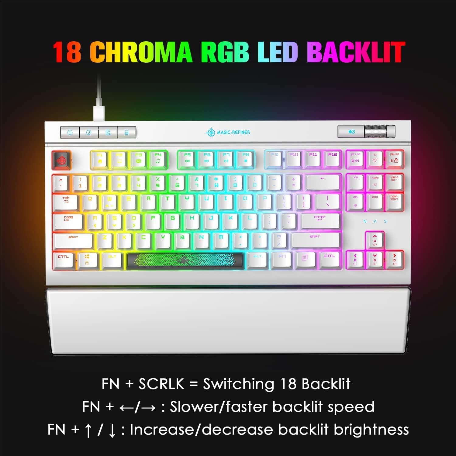 Teclado Mecánico Ziyou Lang 87 Teclas RGB Retroiluminado Blanco