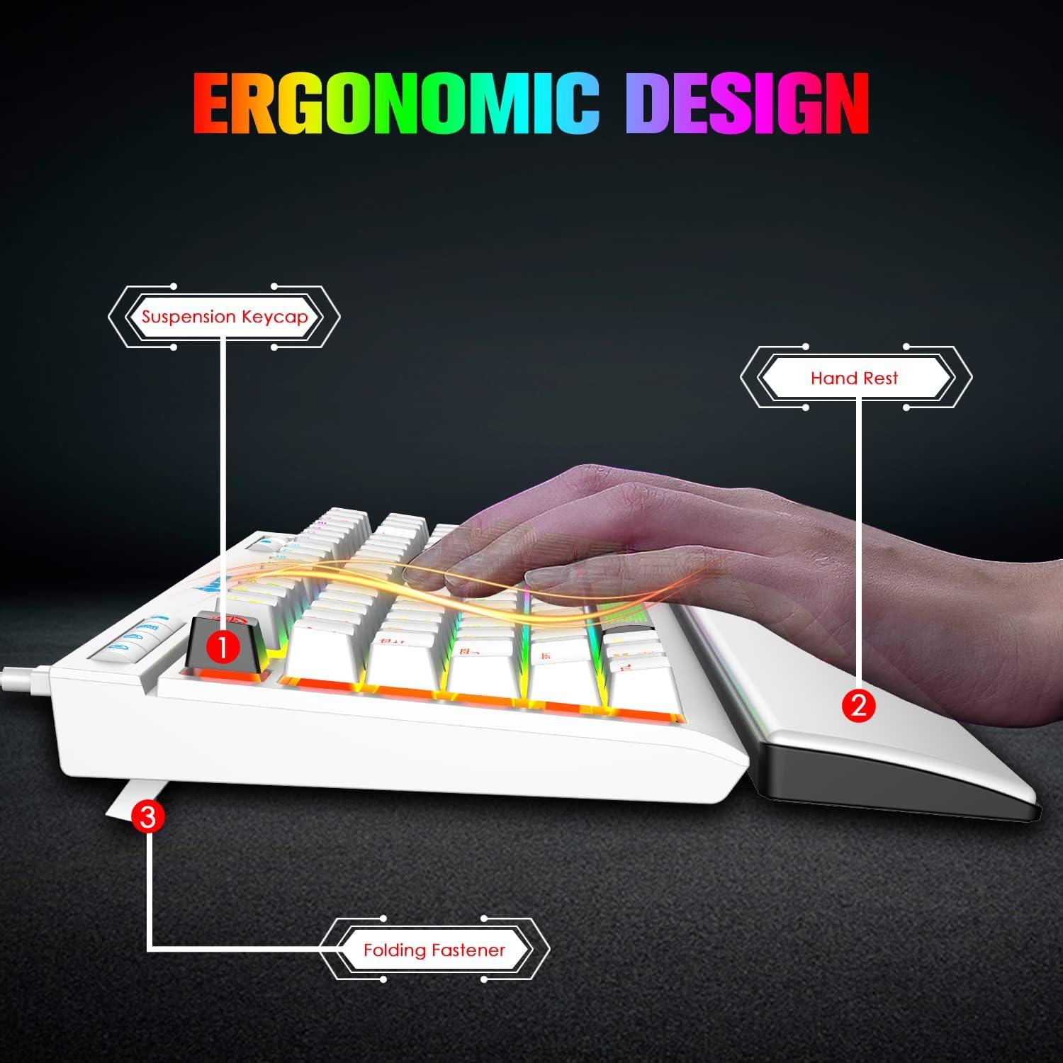 Teclado Mecánico Ziyou Lang 87 Teclas RGB Retroiluminado Blanco