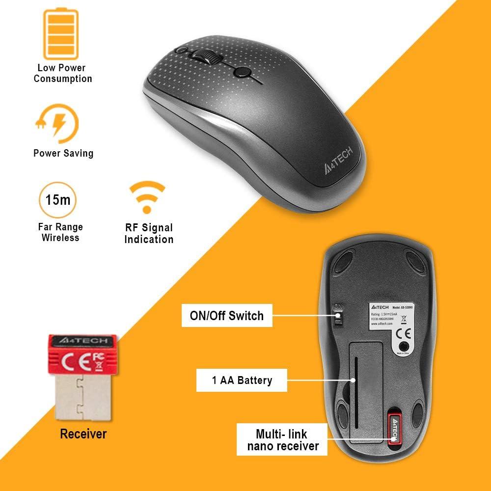 A4tech G9-530HX-2 DustFree HD 2.4 GHz Wireless 5 Buttons Mouse Multimedia Functional