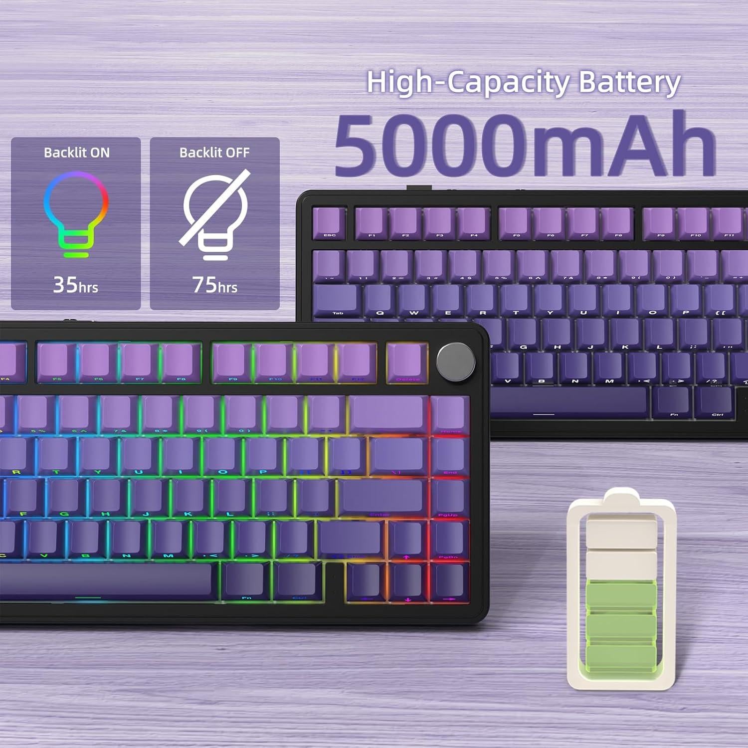 Teclado Mecánico Gaming Inalámbrico Attack Shark X85 Púrpura