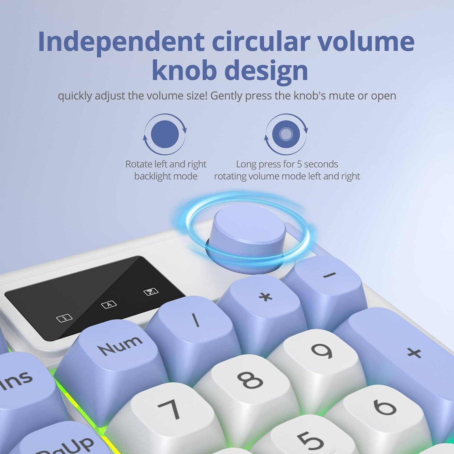 Teclado Inalámbrico RGB Mosptnspg con Pantalla y Perilla Multifuncional