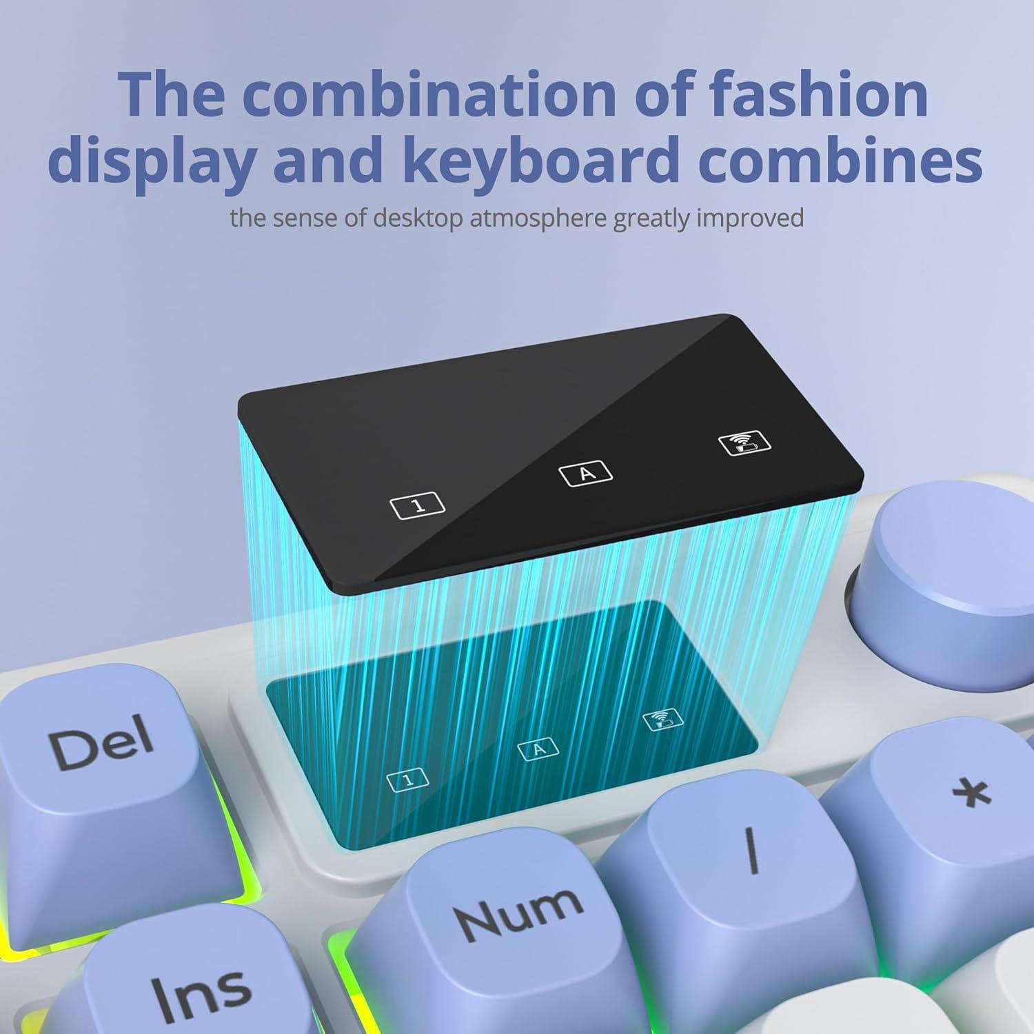 Teclado Inalámbrico RGB Mosptnspg con Pantalla y Perilla Multifuncional