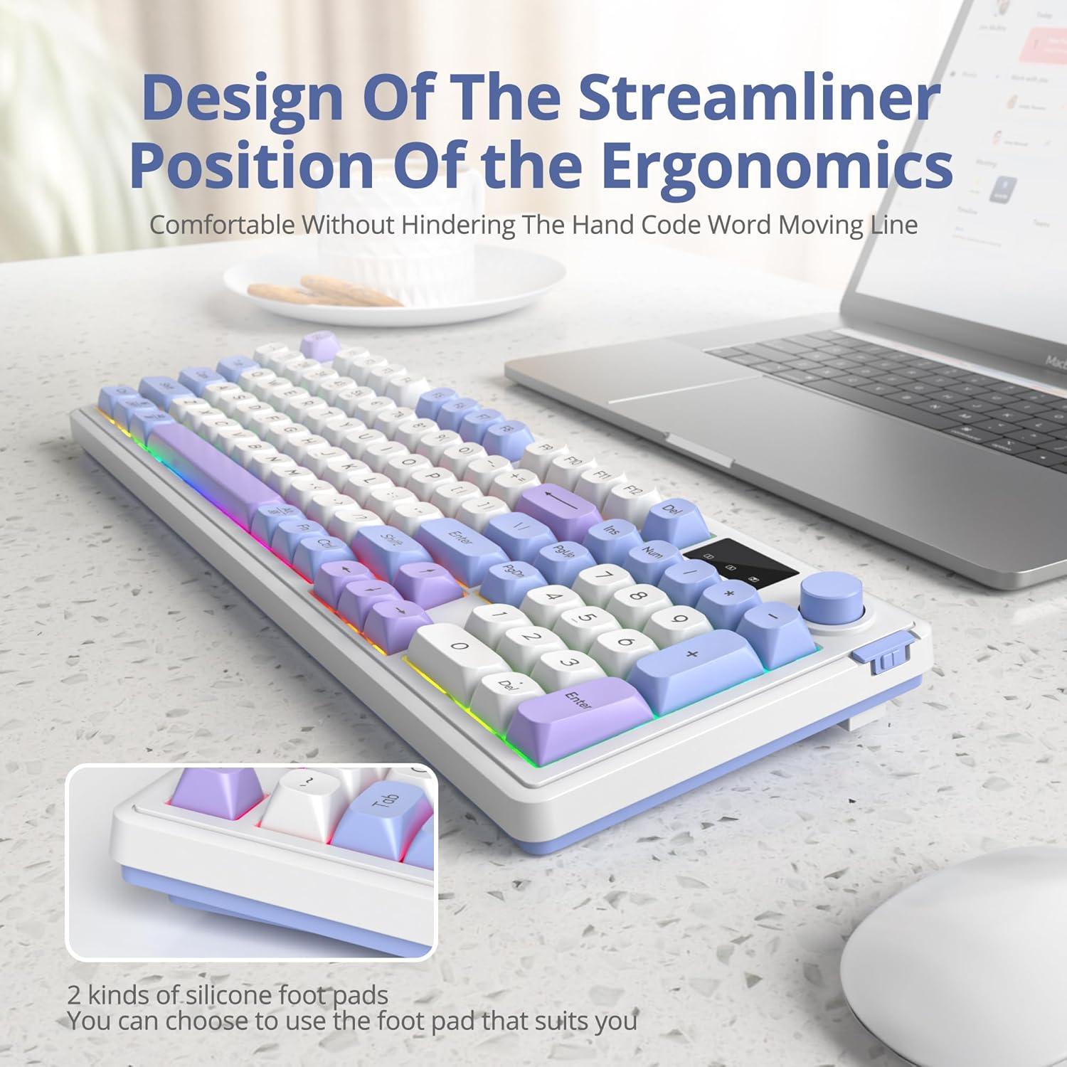 Teclado Inalámbrico RGB Mosptnspg con Pantalla y Perilla Multifuncional