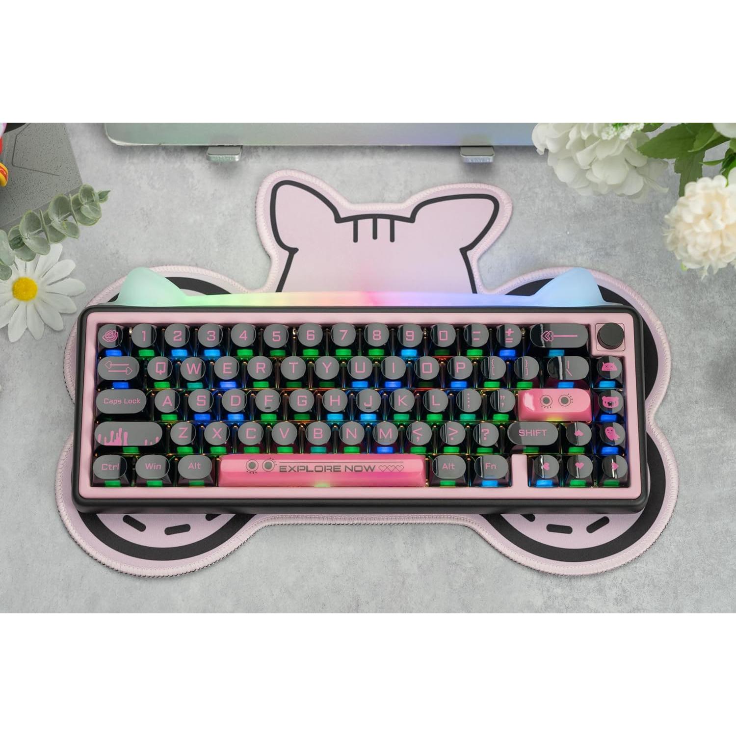 Teclado Mecánico Rosa Oscuro OOCTPK + Alfombrilla 36x26 cm