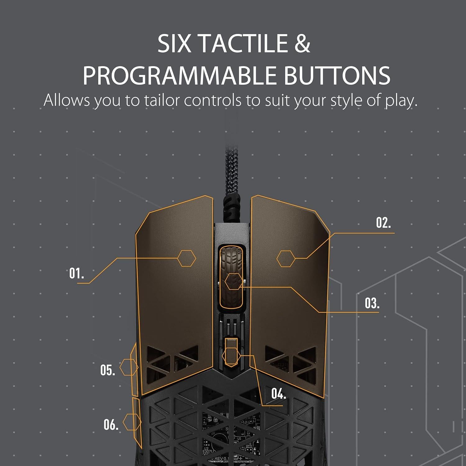 Ratón Gaming ASUS TUF M4 Air | 16,000 DPI, 47g, Negro