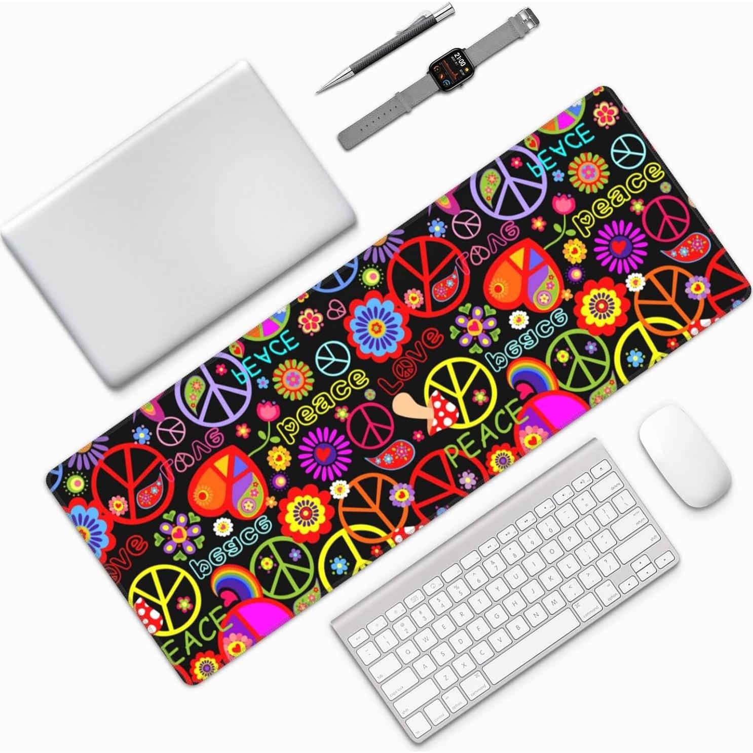 Alfombrilla de Ratón Grande Famame Colorido Hippie 80x30 cm