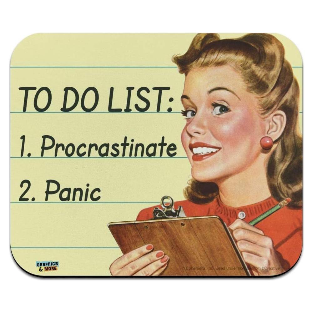 Mouse Pad Gráfico & More Procrastinar Humor 23.6x19.8cm