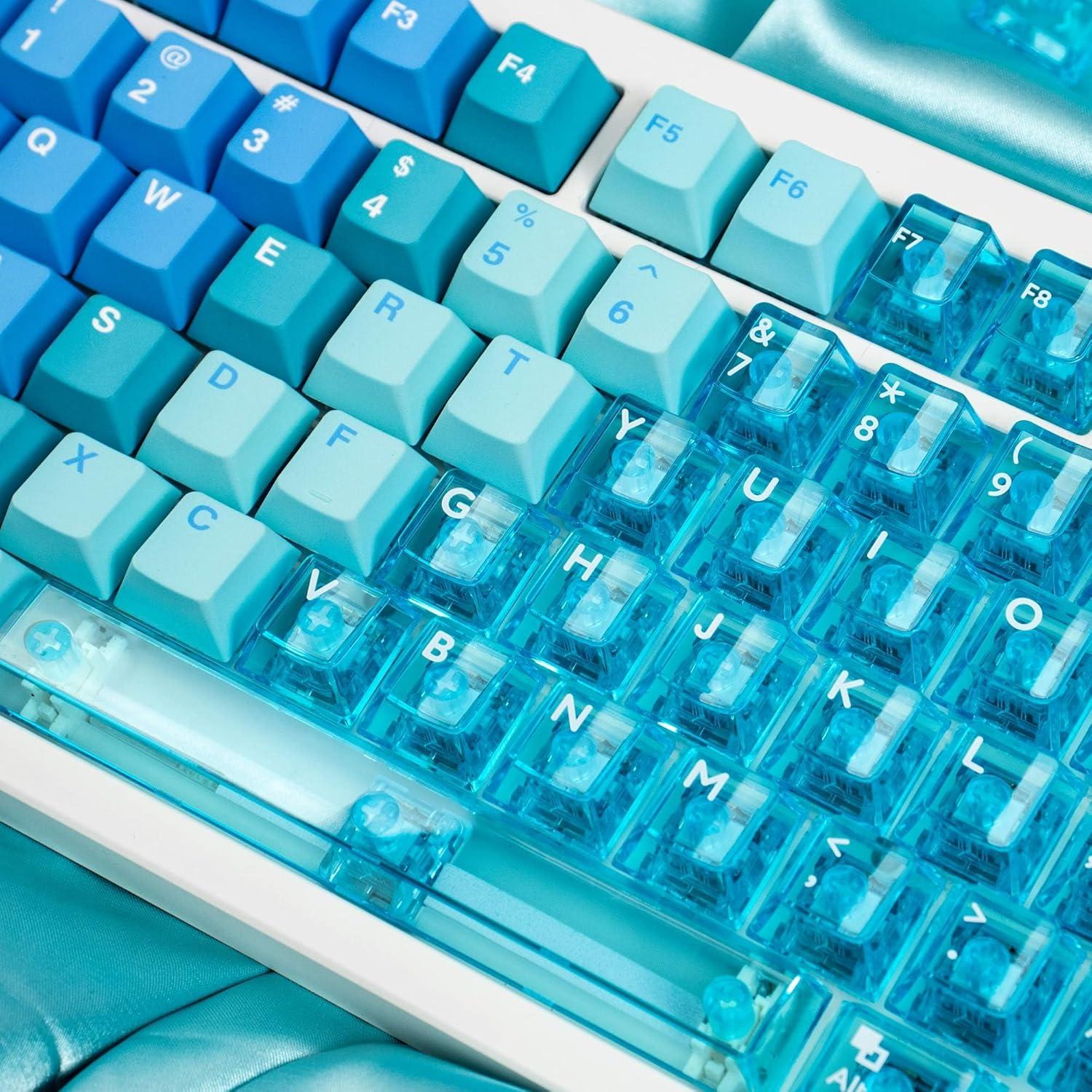 Teclas Mecánicas PBT Transparentes SUEHIODHY Azul 156 Teclas