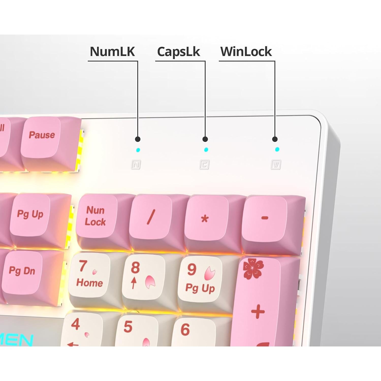 Teclado Mecánico RGB SURMEN V200 Rosa 104 Teclas con Cable