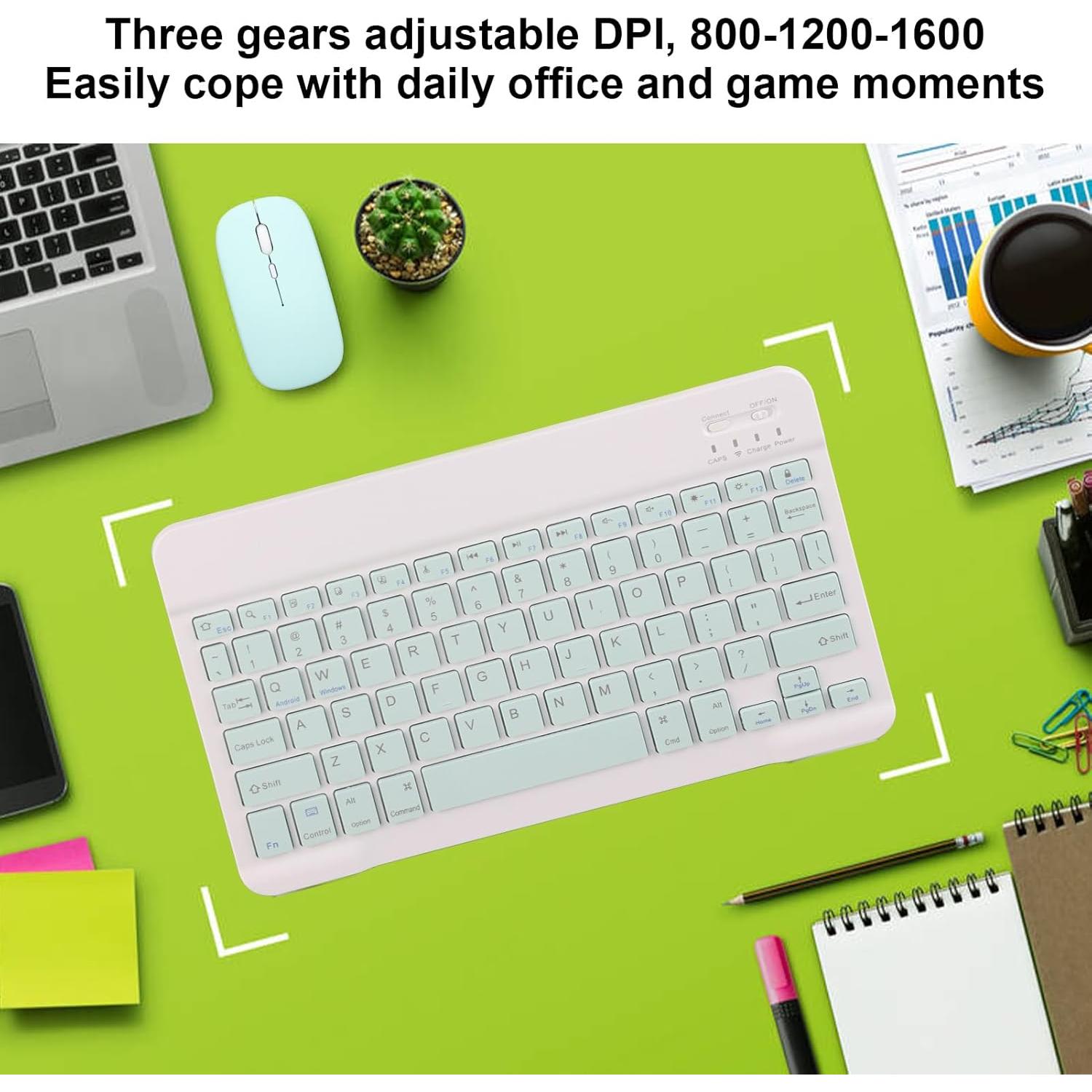 Teclado y Ratón POCREATION Bluetooth Verde Carga USB 10"