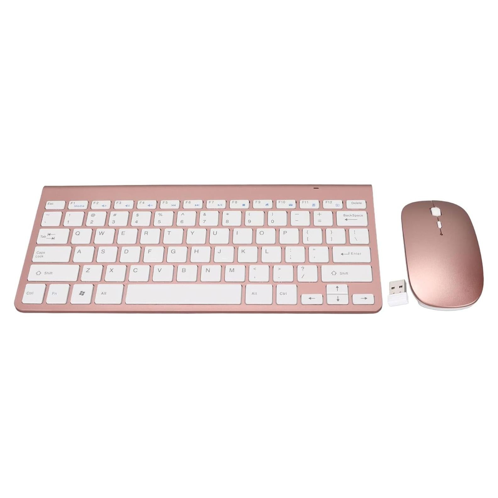 Combo Teclado Ergonómico y Ratón Jectse Oro Rosa 78 Teclas
