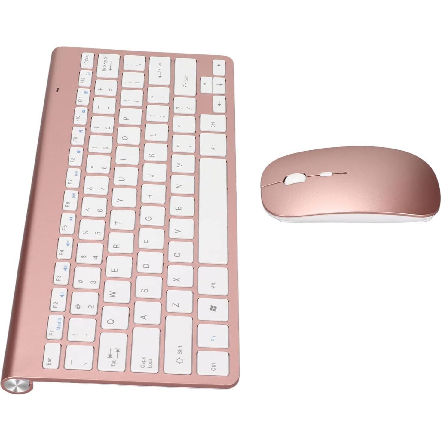 Combo Teclado Ergonómico y Ratón Jectse Oro Rosa 78 Teclas