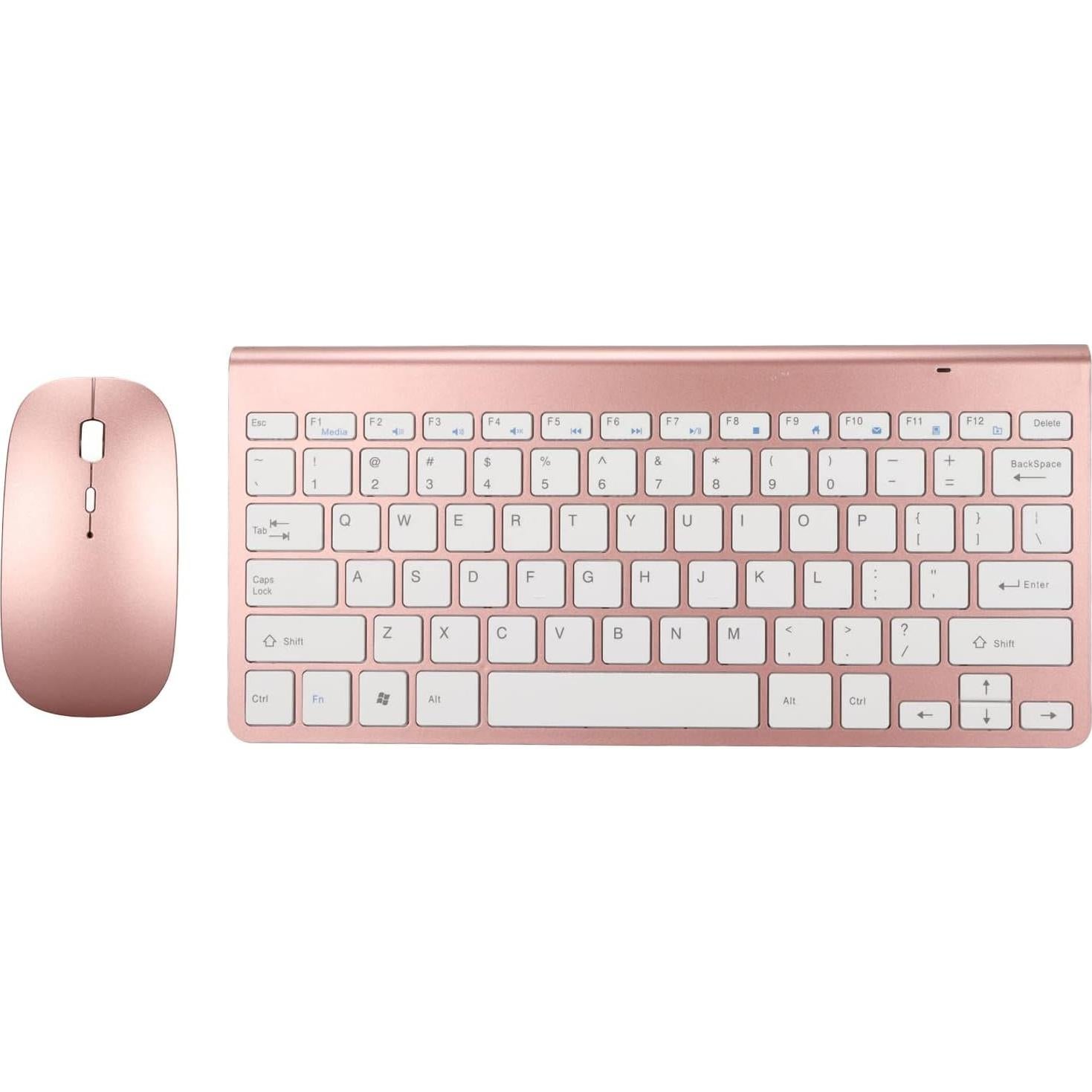 Combo Teclado Ergonómico y Ratón Jectse Oro Rosa 78 Teclas