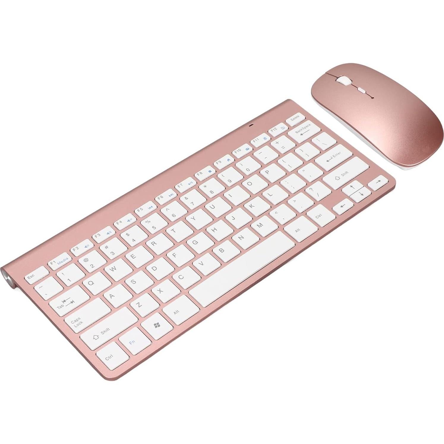 Combo Teclado Ergonómico y Ratón Jectse Oro Rosa 78 Teclas