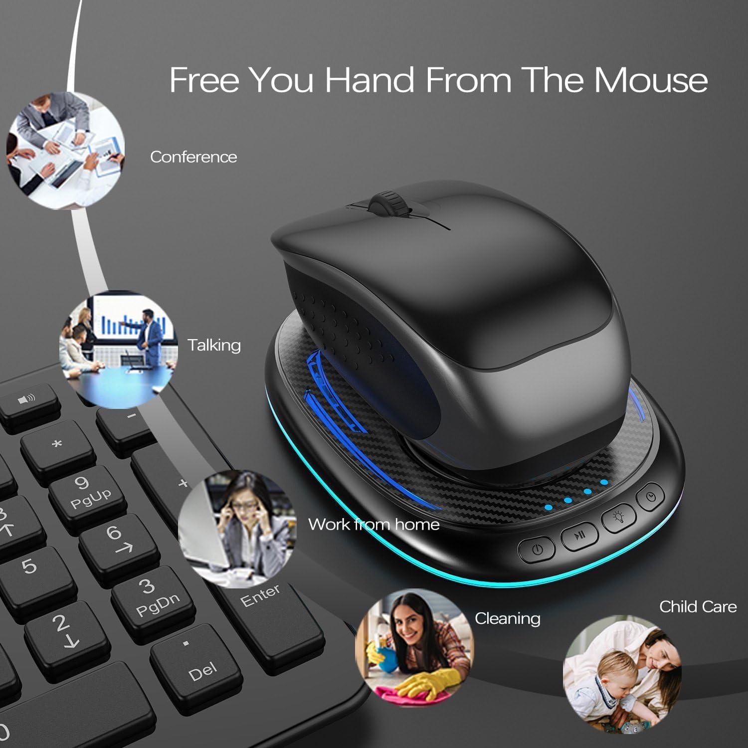 2PCS Mouse Mover Jiggler RGB Undetectable Mouse Mechanical Movement Pad with Timer Lock Screen Prevention Friendship Set, White&Black, 500433490